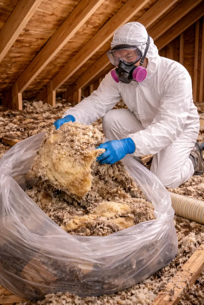 Certified applicator installing spray foam insulation in an Ontario home