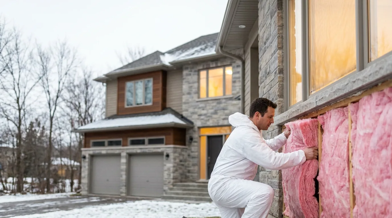 Insulated suburban detached home in Mississauga, Ontario during winter